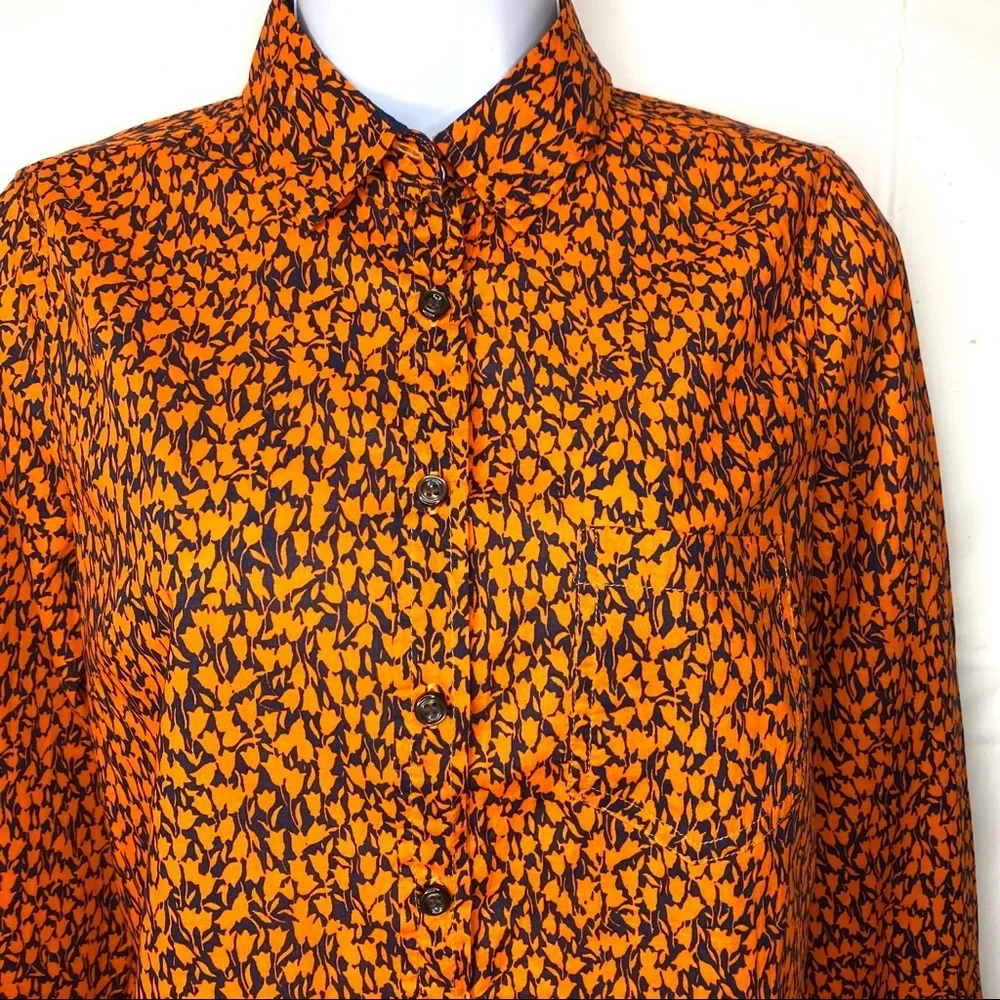 NWT J. Crew Tunic Shirt Top - XS Orange‎ Long Sleeve Blouse